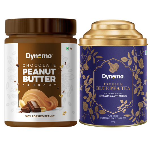 Dynemo Chocolate CREAMY Peanut Butter 1KG + Dynemo Blue Pea tea 50g.
