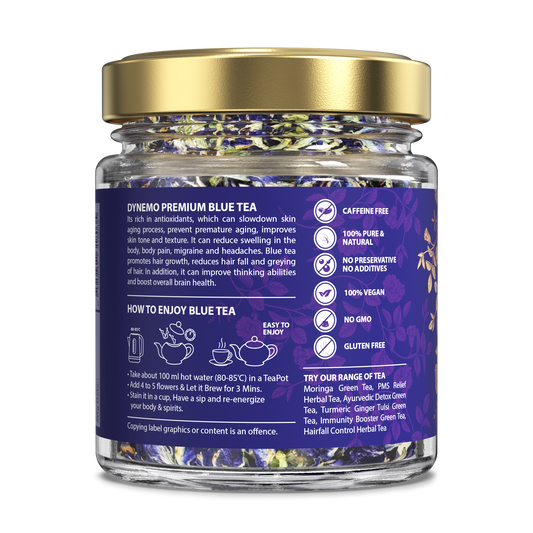 Dynemo Blue Pea Tea Glass Jar (25gm)