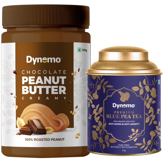 Dynemo Chocolate CREAMY Peanut Butter 500g + Dynemo Blue Pea tea 25g.