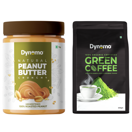 Dynemo Natural CRUNCHY Peanut Butter 1kg + Green Coffee 500g