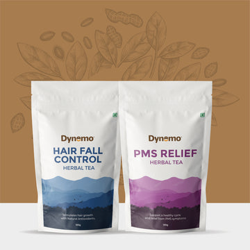 Dynemo Hair fall Control Herbal Tea 100g + Dynemo PMS Relief Herbal Tea 100g
