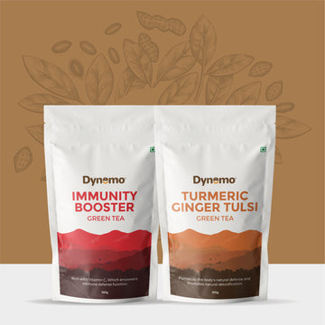 Dynemo Turmeric Ginger Tulsi Green Tea 100g + Dynemo Immunity Booster Tea 100g