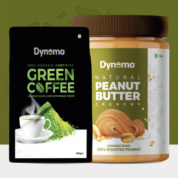 Dynemo Natural CRUNCHY Peanut Butter 1kg + Green Coffee 500g